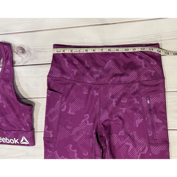 Reebok Workout Set Sportsbra & Leggings Activewear Size M Purple LIKE NEW!!! - Picture 5 of 14